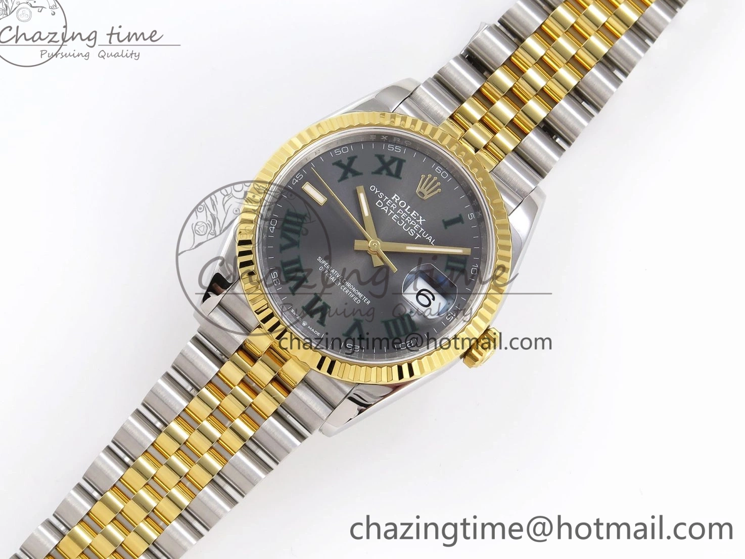 Bracelet Marker SS DateJust VSF VS3235 36 YG Roman 904L 126233 Edition 1:1 Steel Best Green Jubilee Gray on Dial 0211